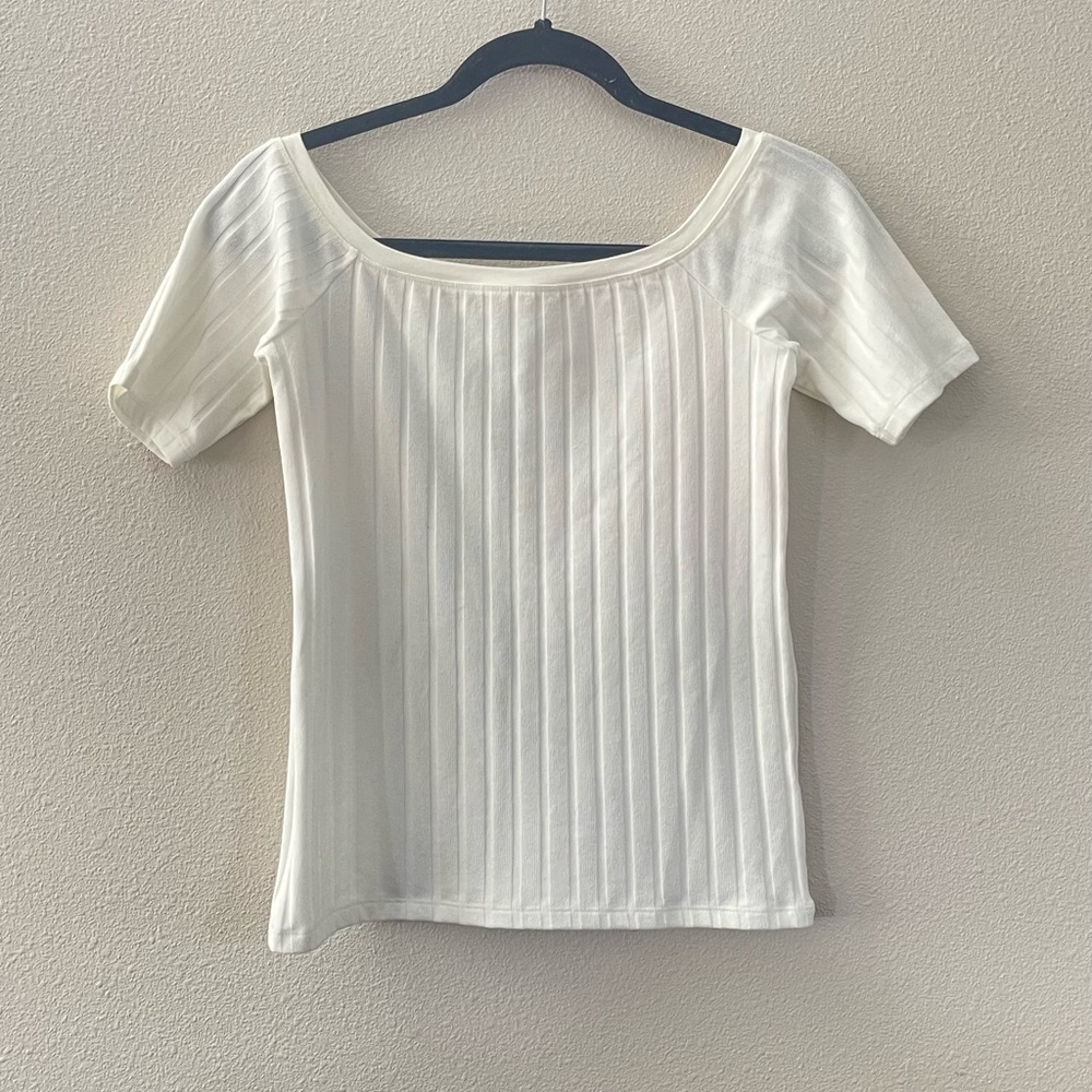 Zara Elegant White Ribbed Women's Top